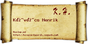 Kövécs Henrik névjegykártya